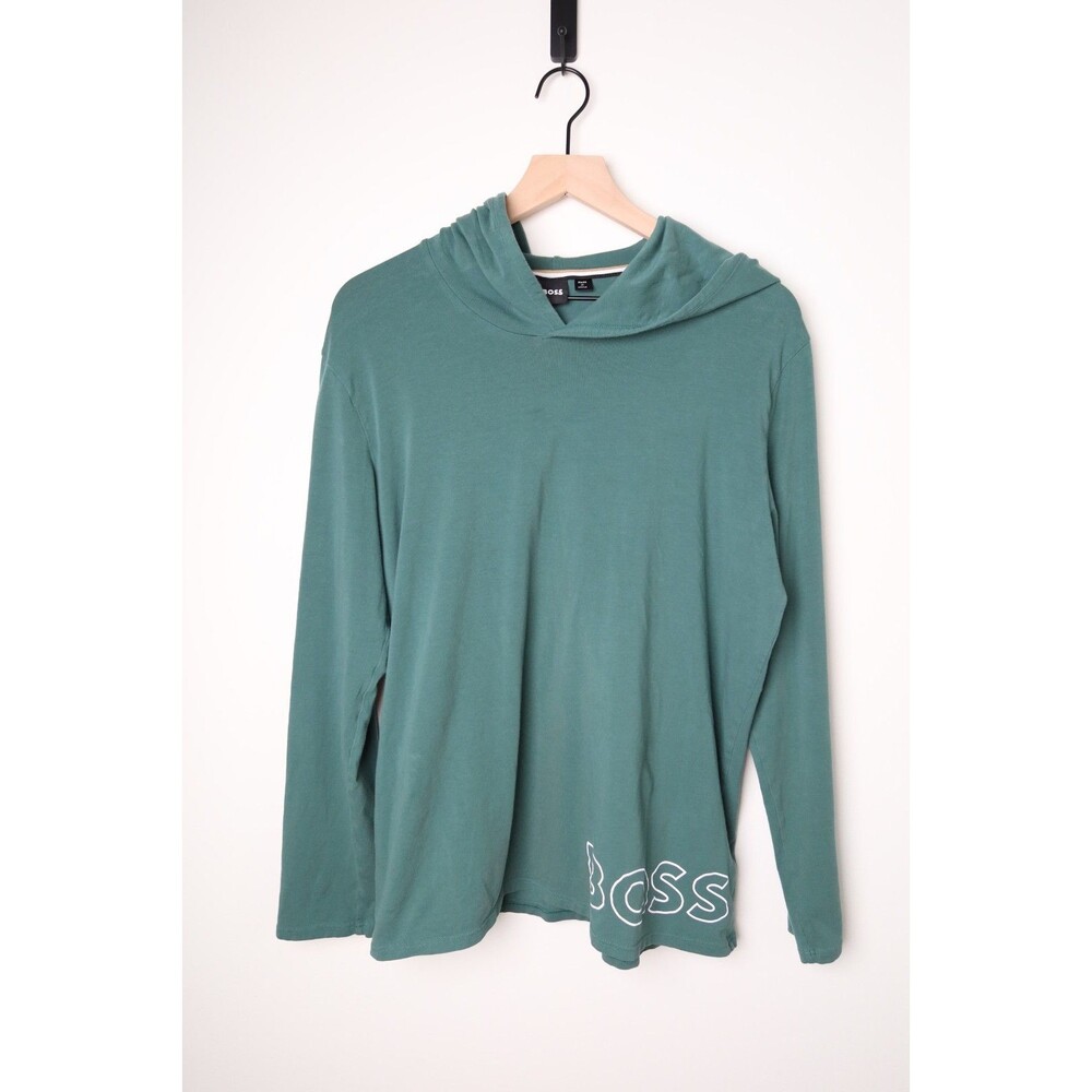 Hugo Boss Homewear Men's Green Logo Lounge Hooded T-Shirt Large